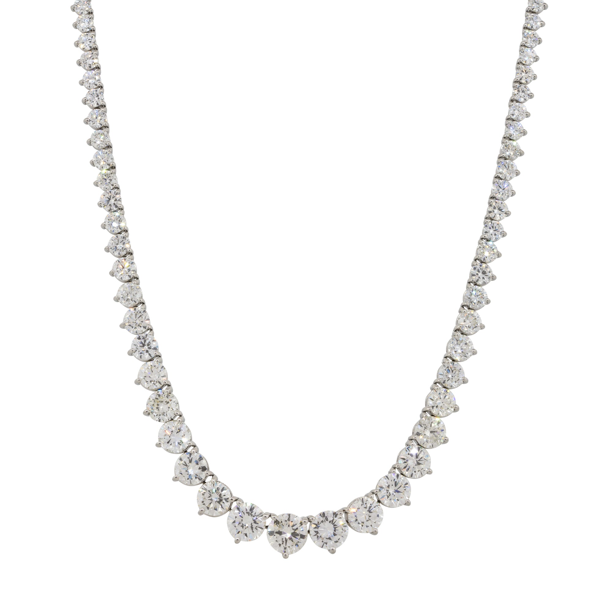 Platinum 32.40ctw Round Graduating Diamond Necklace