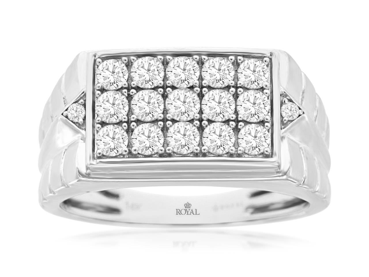 14k White Gold 1.0ctw Round Brilliant Diamond Three Row Ring
