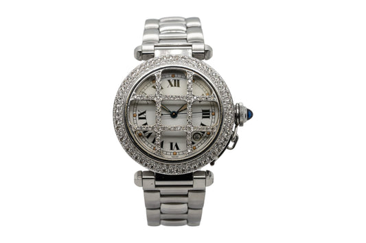 Cartier Pasha 38mm Stainless Steel with Aftermarket Diamonds Roman Dial Watch
