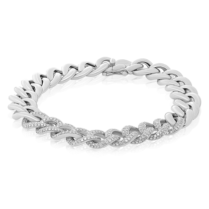 Curb Chain Bracelet with Pave Diamonds — view 1