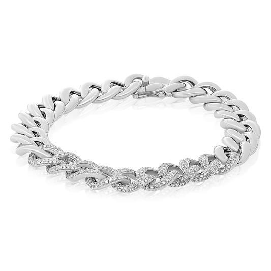 Curb Chain Bracelet with Pave Diamonds — view 1