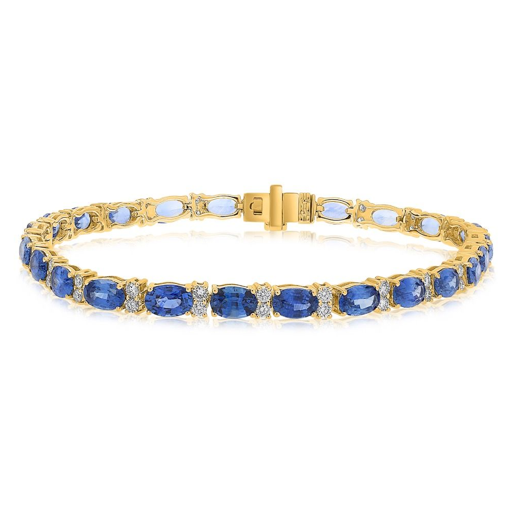Yellow Gold Oval Sapphire Bracelet — view 1