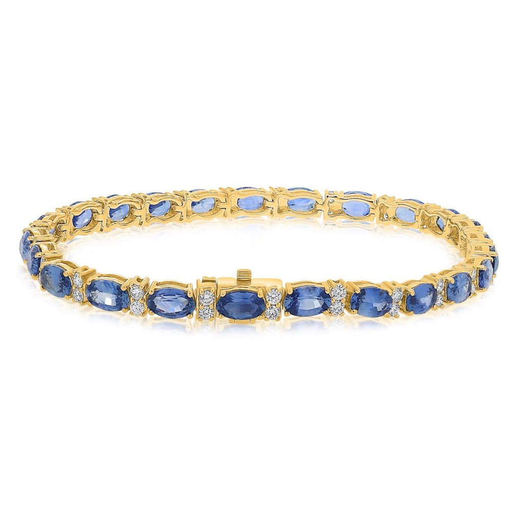 Yellow Gold Oval Sapphire Bracelet — view 2