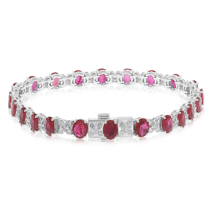 Oval Ruby and Diamond Bracelet — view 2