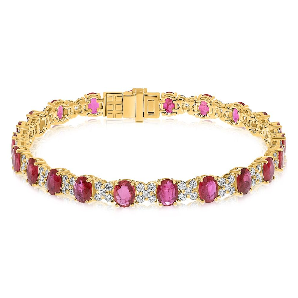 Yellow Gold Oval Ruby Bracelet — view 1