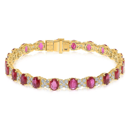 Yellow Gold Oval Ruby Bracelet — view 1