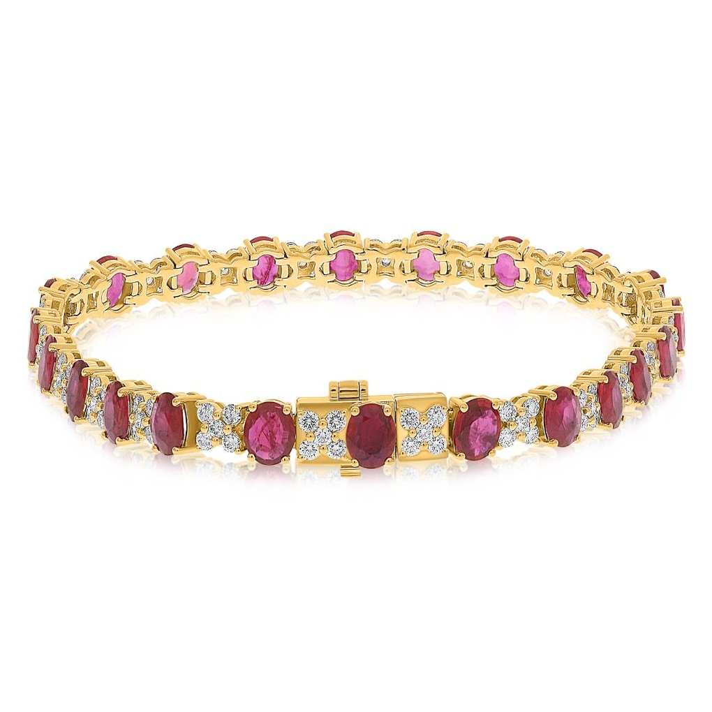 Yellow Gold Oval Ruby Bracelet — view 2