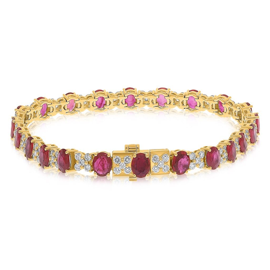 Yellow Gold Oval Ruby Bracelet — view 2