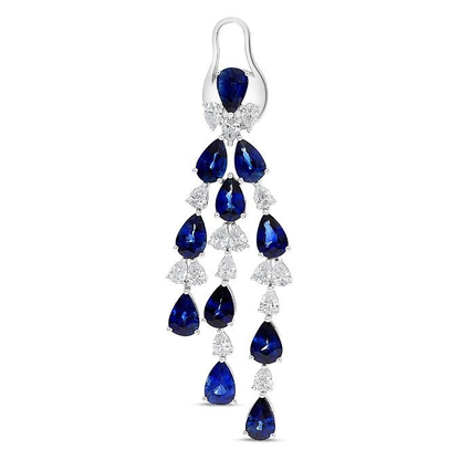 Pear Shaped Sapphire and Diamond Chandelier Drop Earrings — view 1