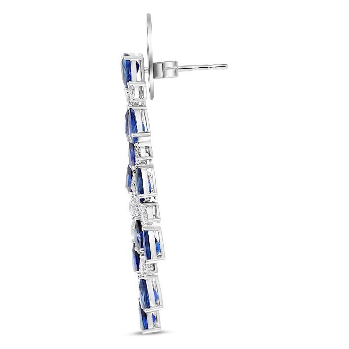 Pear Shaped Sapphire and Diamond Chandelier Drop Earrings — view 2