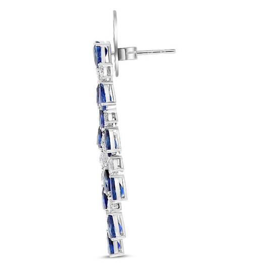Pear Shaped Sapphire and Diamond Chandelier Drop Earrings — view 2