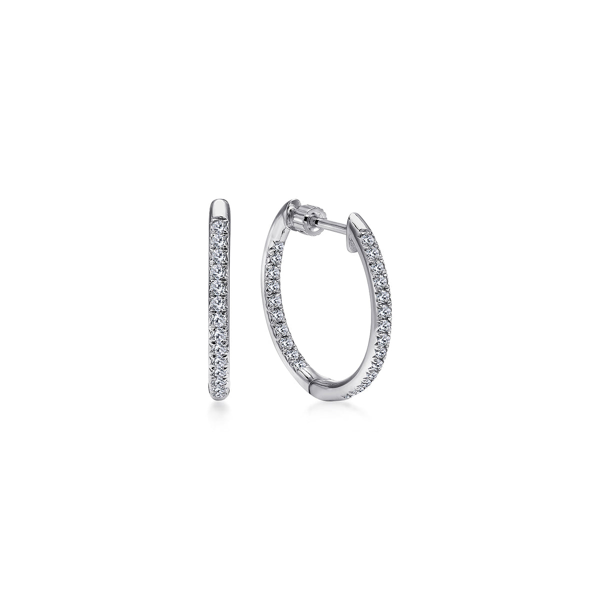 14K White Gold Micro Pavé 15mm Round Inside Out Diamond Hoop Earrings — Gabriel & Co. EG10854W45JJ