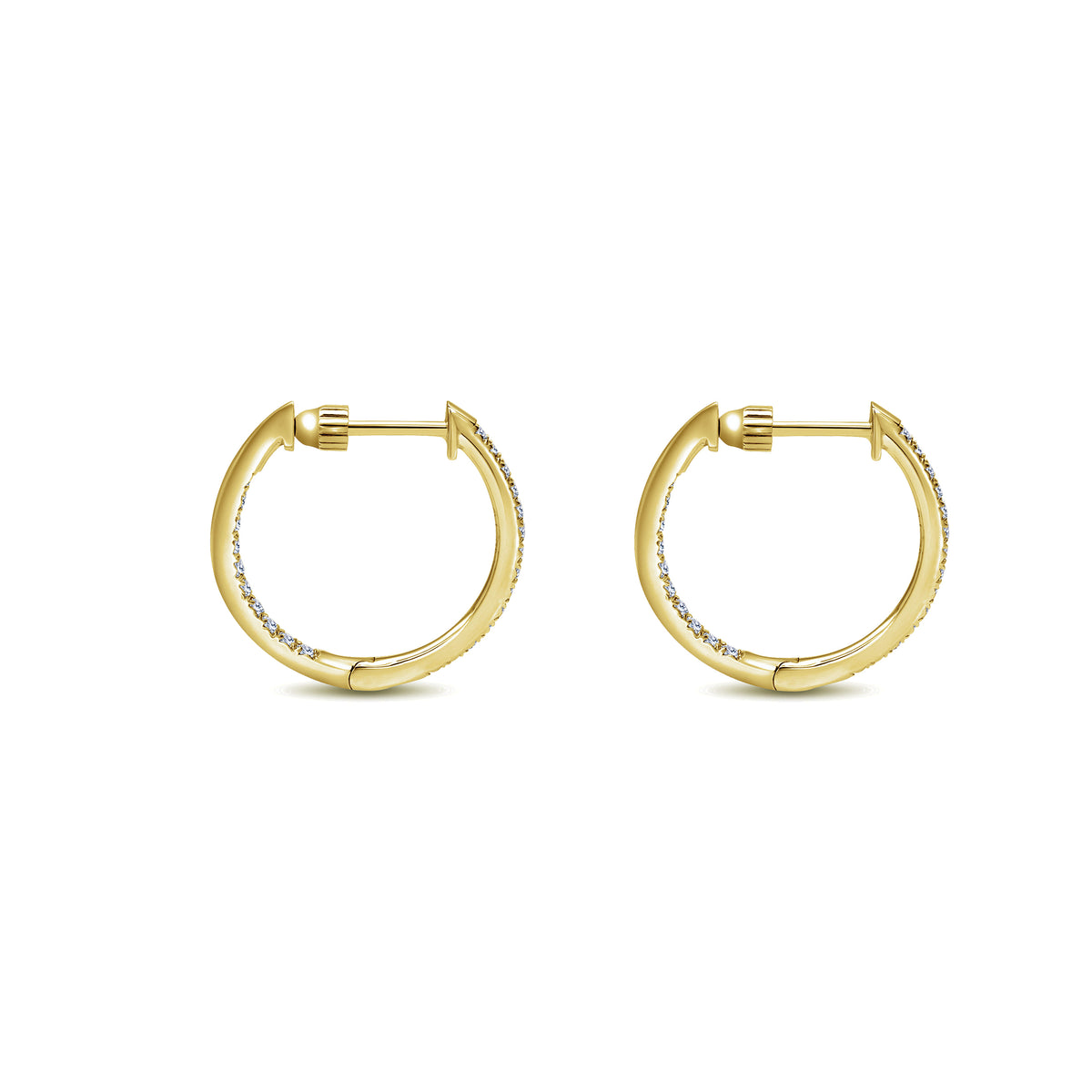 14K Yellow Gold Micro Pave 15mm Round Inside Out Diamond Hoop Earrings — Gabriel & Co. EG10854Y45JJ