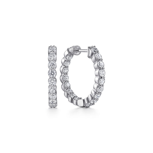 14K White Gold 20mm Round Inside Out Diamond Hoop Earrings — Gabriel & Co. EG10863W45JJ