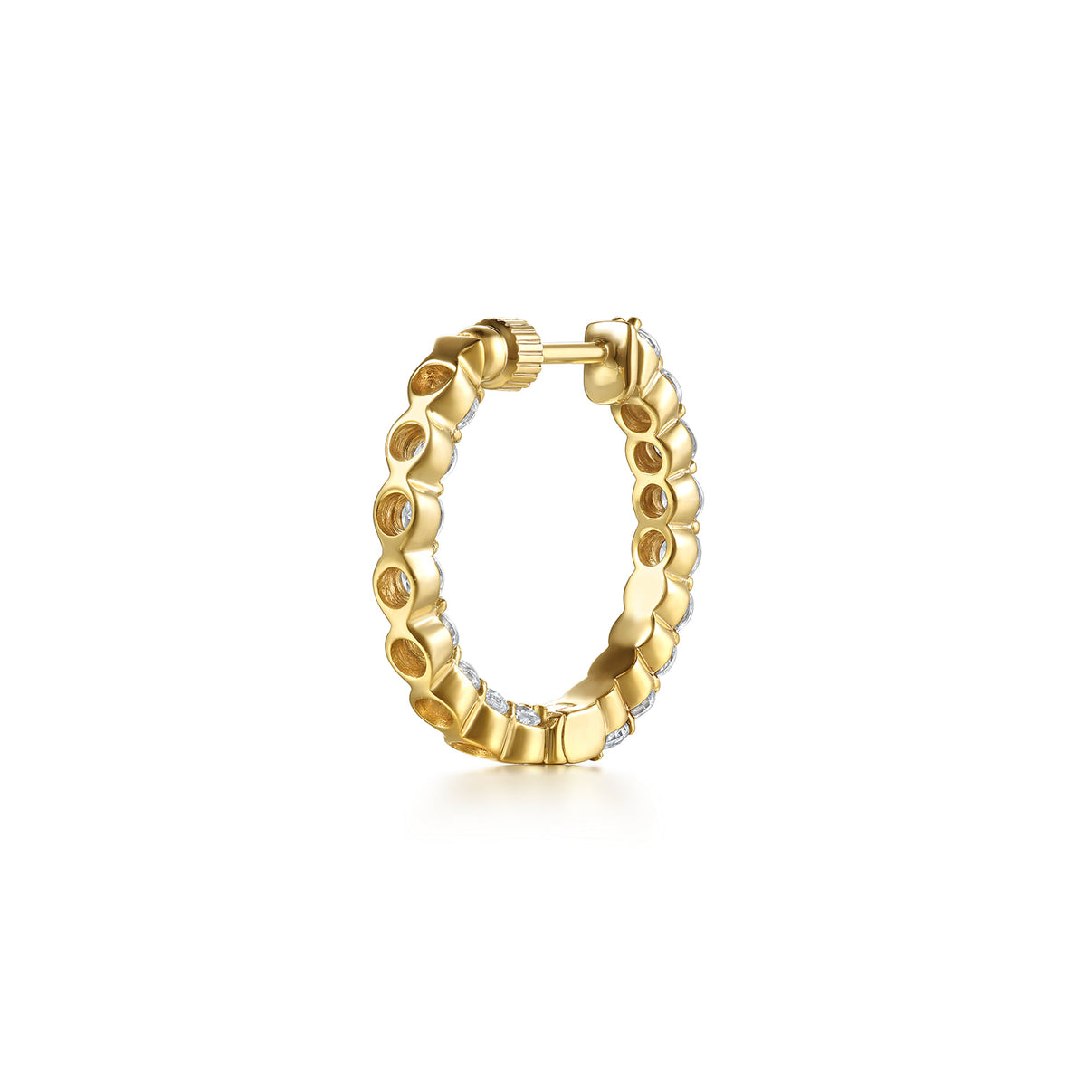 14K Yellow Gold 20mm Round Inside Out Diamond Hoop Earrings — Gabriel & Co. EG10863Y45JJ