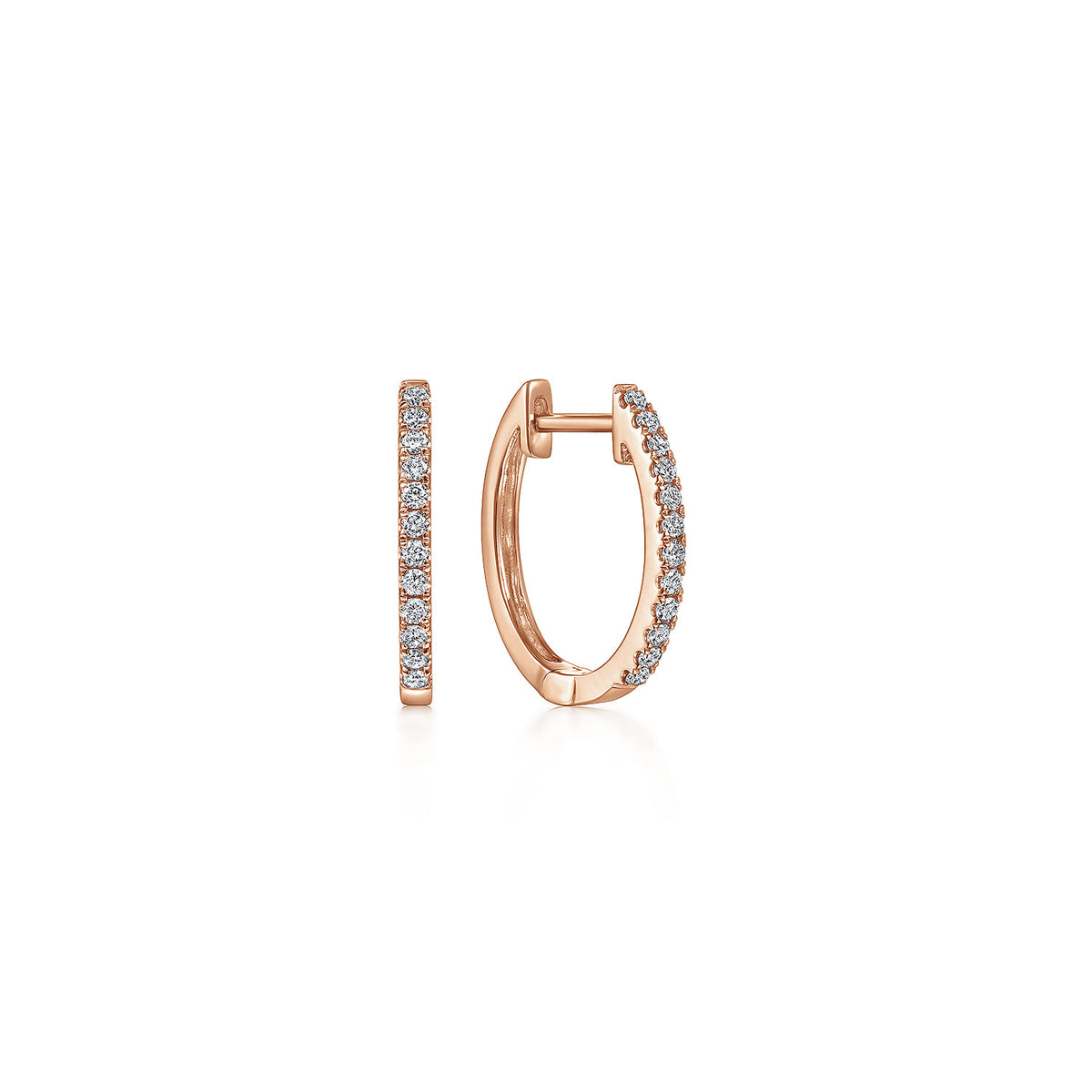 14K Rose Gold Classic 15mm Pave Diamond Huggies — Gabriel & Co. EG11122K45JJ