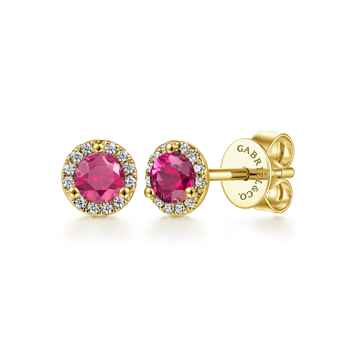14K Yellow Gold Diamond and Ruby Stud Earrings — Gabriel & Co. EG12372Y45RA