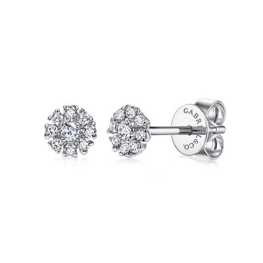 14K White Gold Floral Diamond Stud Earrings — Gabriel & Co. EG12377W45JJ