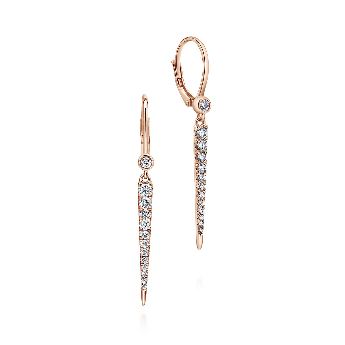 14K Rose Gold Diamond Spike Drop Earrings — Gabriel & Co. EG12457K45JJ