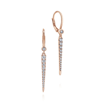 14K Rose Gold Diamond Spike Drop Earrings — Gabriel & Co. EG12457K45JJ