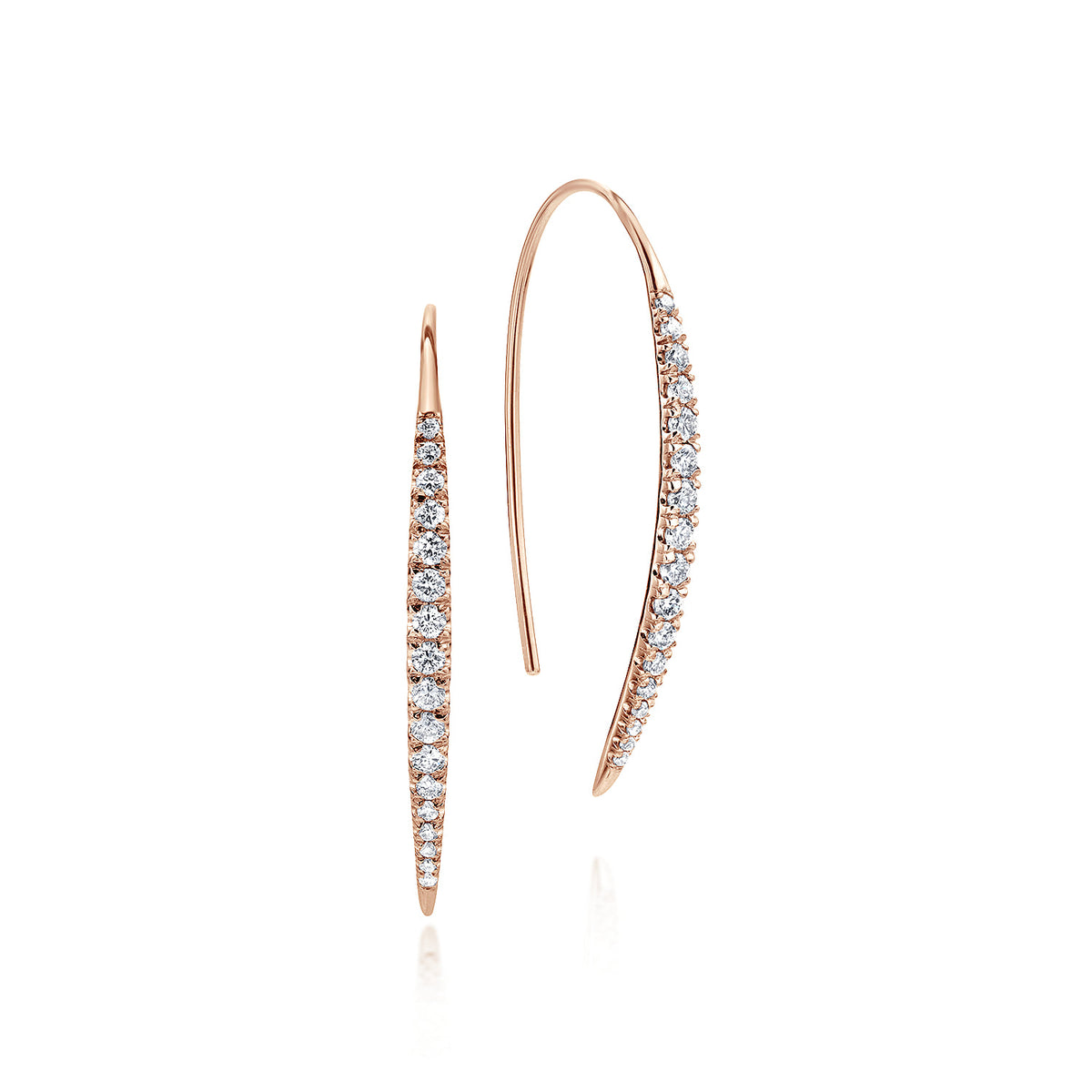 14K Rose Gold Tapered Diamond Fish Wire Drop Earrings — Gabriel & Co. EG12629K45JJ