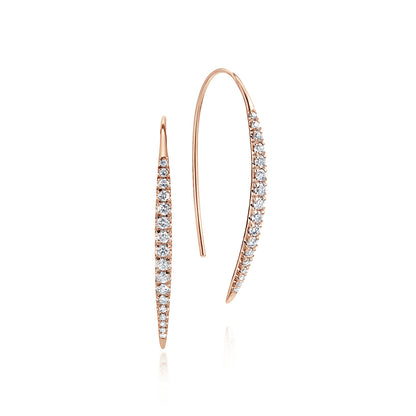 14K Rose Gold Tapered Diamond Fish Wire Drop Earrings — Gabriel & Co. EG12629K45JJ