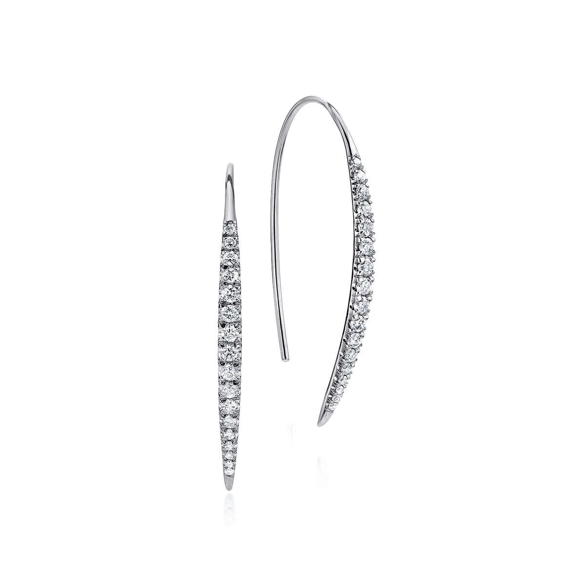 14K White Gold Tapered Diamond Fish Wire Drop Earrings — Gabriel & Co. EG12629W45JJ