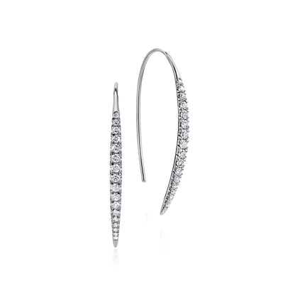 14K White Gold Tapered Diamond Fish Wire Drop Earrings — Gabriel & Co. EG12629W45JJ