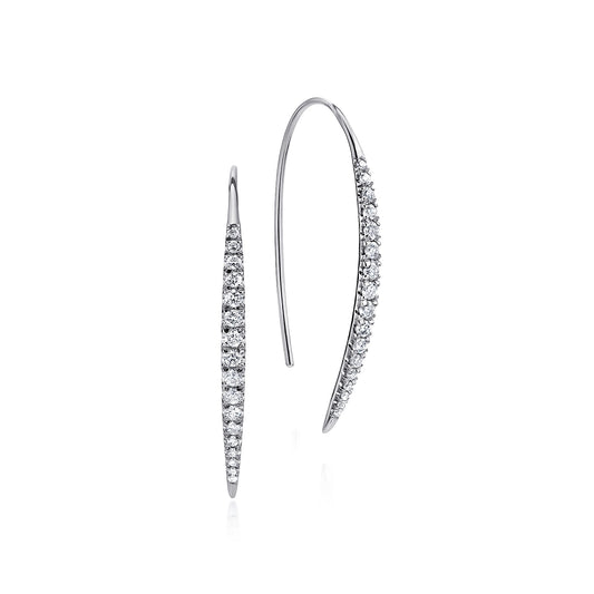 14K White Gold Tapered Diamond Fish Wire Drop Earrings — Gabriel & Co. EG12629W45JJ
