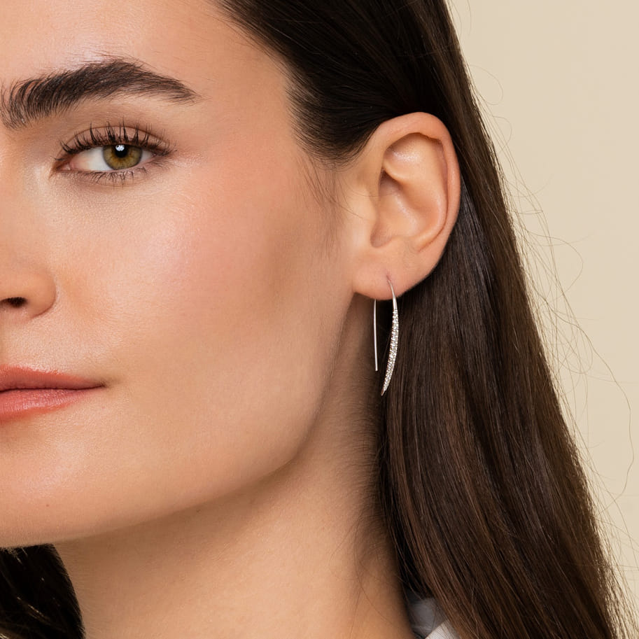 14K White Gold Tapered Diamond Fish Wire Drop Earrings — Gabriel & Co. EG12629W45JJ