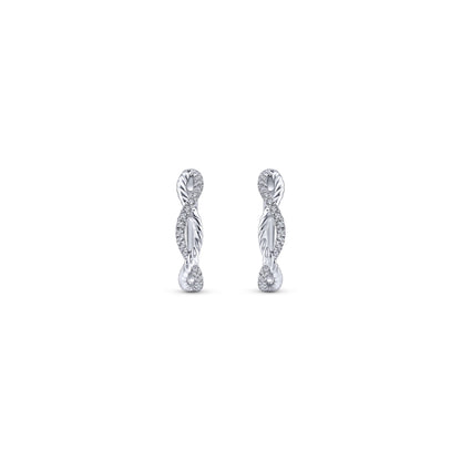 14K White Gold 15mm Twisted Diamond Huggies — Gabriel & Co. EG13062W45JJ