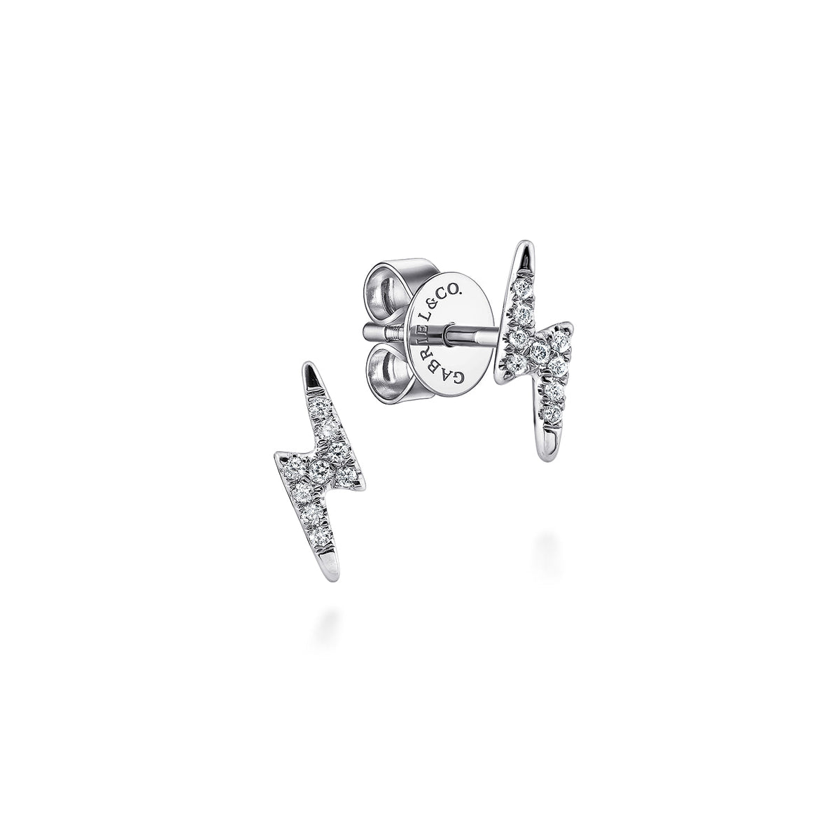 14K White Gold Diamond Lightning Bolt Stud Earrings — Gabriel & Co. EG13098W45JJ