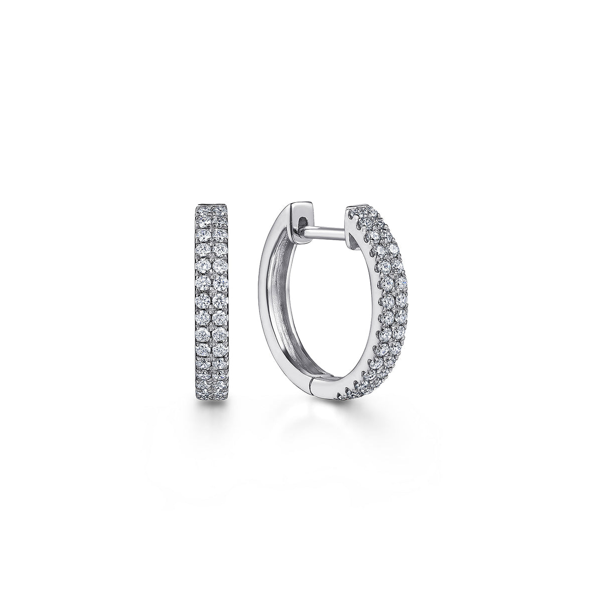 14K White Gold Diamond Classic Huggies — Gabriel & Co. EG13173W45JJ