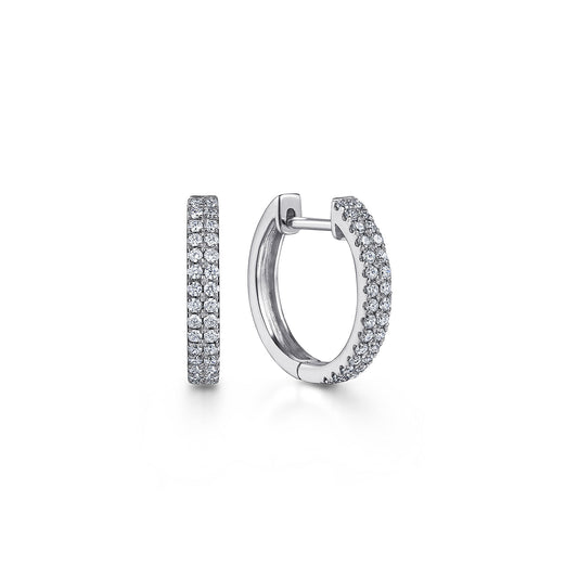 14K White Gold Diamond Classic Huggies — Gabriel & Co. EG13173W45JJ