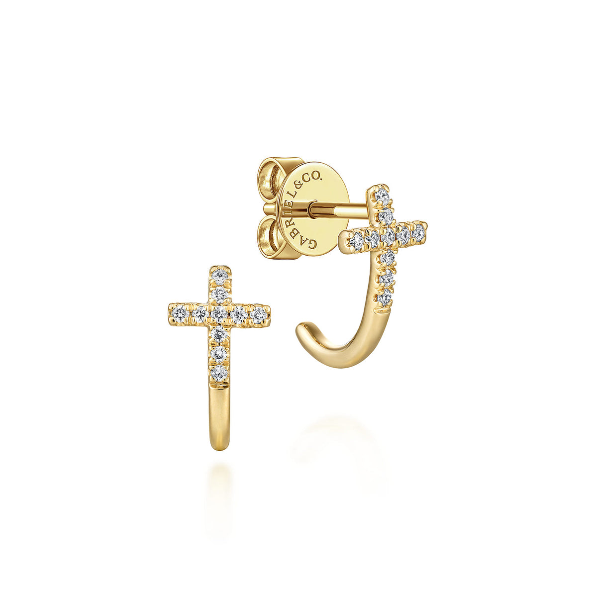 14K Yellow Gold J Curve Diamond Cross Stud Earrings — Gabriel & Co. EG13317Y45JJ