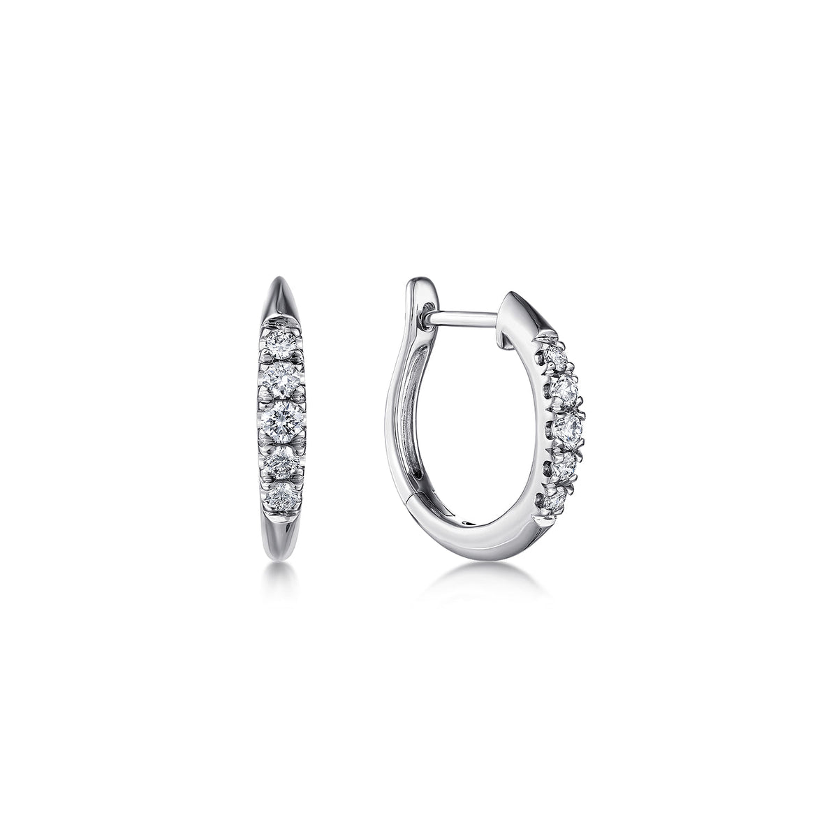 14K White Gold Classic Round 15mm Diamond Huggie Earrings — Gabriel & Co. EG13327W45JJ