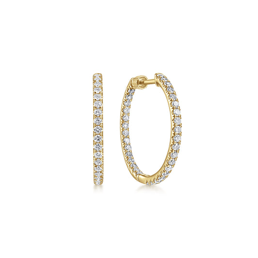 14K Yellow Gold French Pavé 20mm Round Inside Out Diamond Hoop Earrings — Gabriel & Co. EG13462Y45JJ