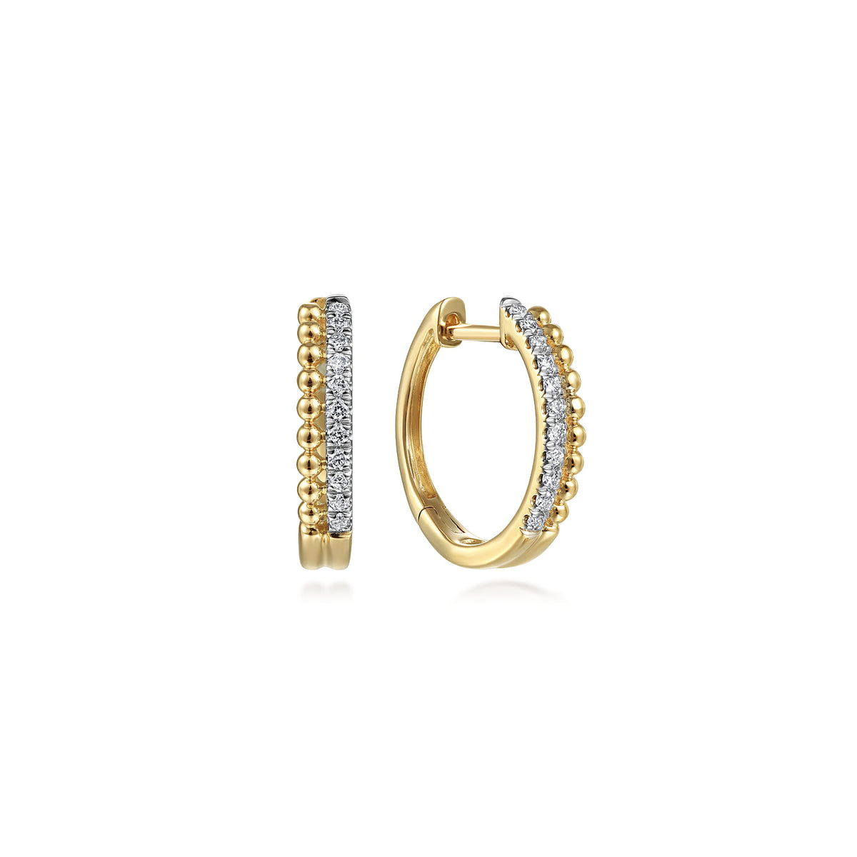 14K Yellow Gold Diamond Huggie Earrings, 10mm -Bujukan — Gabriel & Co. EG13584Y45JJ