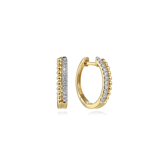 14K Yellow Gold Diamond Huggie Earrings, 10mm -Bujukan — Gabriel & Co. EG13584Y45JJ