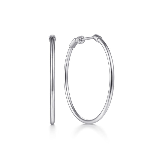 14K White Gold 30mm Round Classic Hoop Earrings — Gabriel & Co. EG13602W4JJJ