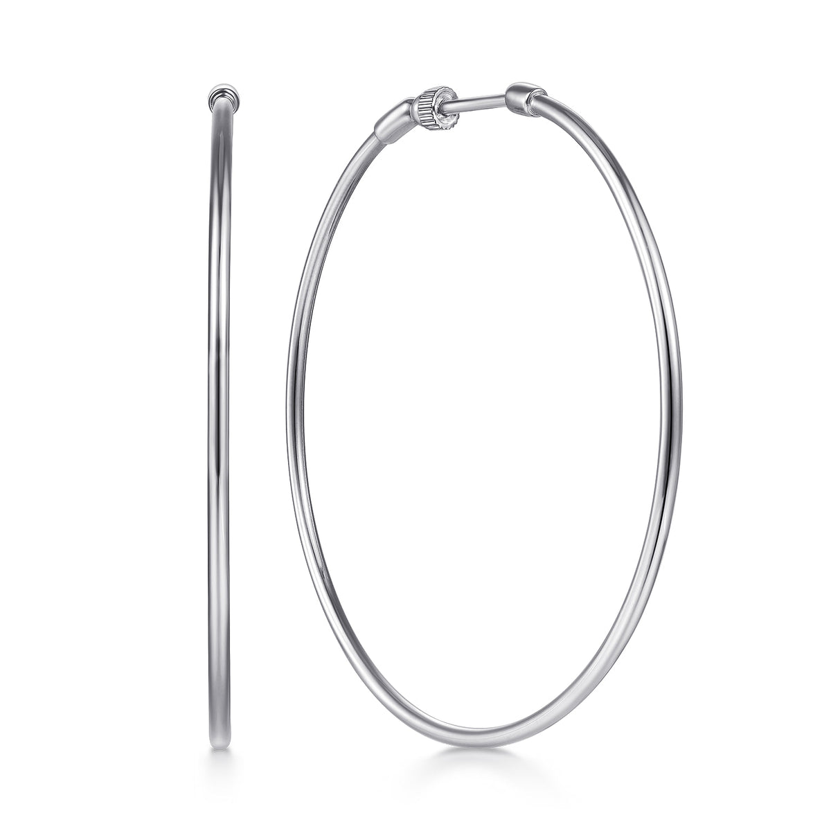14K White Gold 50mm Round Classic Hoop Earrings — Gabriel & Co. EG13604W4JJJ
