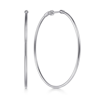 14K White Gold 50mm Round Classic Hoop Earrings — Gabriel & Co. EG13604W4JJJ