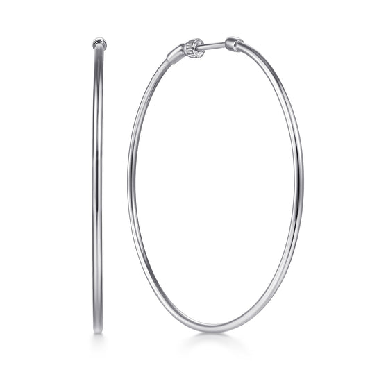 14K White Gold 50mm Round Classic Hoop Earrings — Gabriel & Co. EG13604W4JJJ