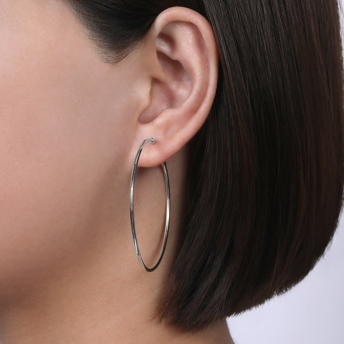 14K White Gold 50mm Round Classic Hoop Earrings — Gabriel & Co. EG13604W4JJJ