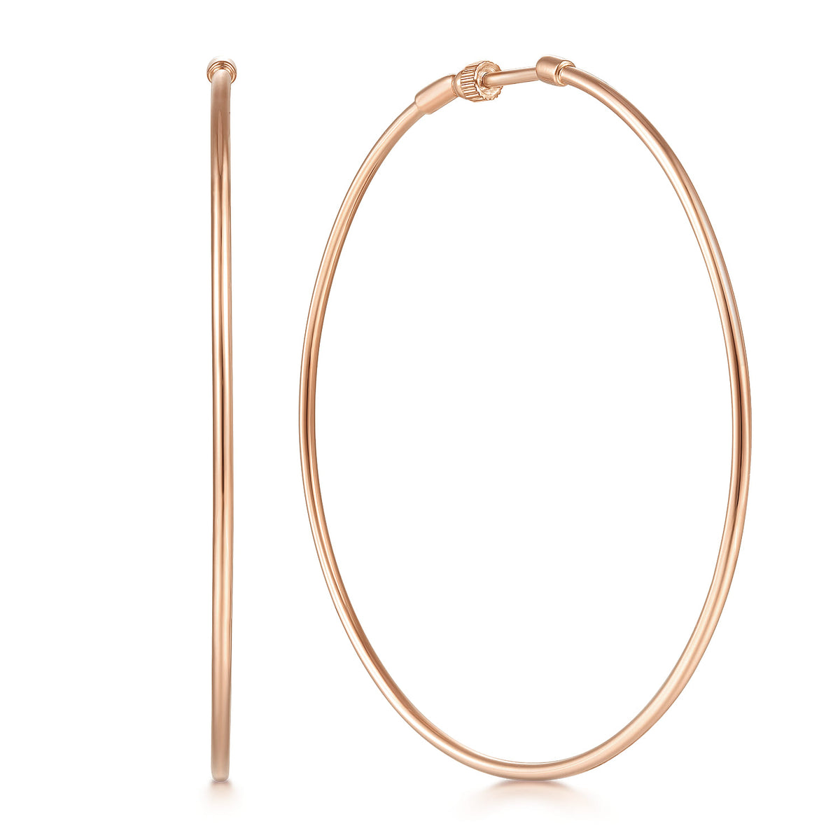 14K Rose Gold 60mm Round Classic Hoop Earrings — Gabriel & Co. EG13605K4JJJ