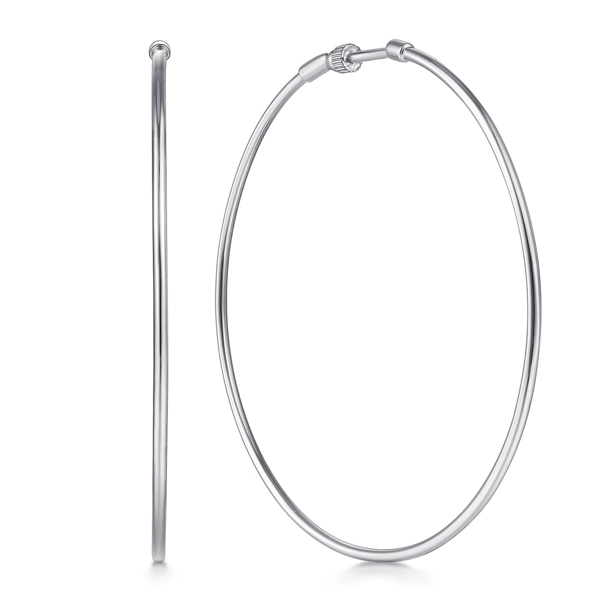 14K White Gold 60mm Round Classic Hoop Earrings — Gabriel & Co. EG13605W4JJJ