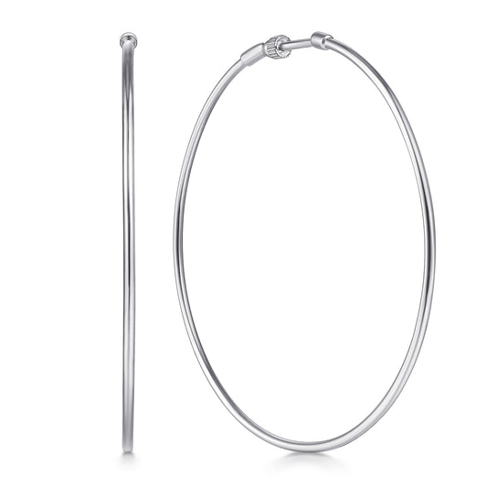 14K White Gold 60mm Round Classic Hoop Earrings — Gabriel & Co. EG13605W4JJJ