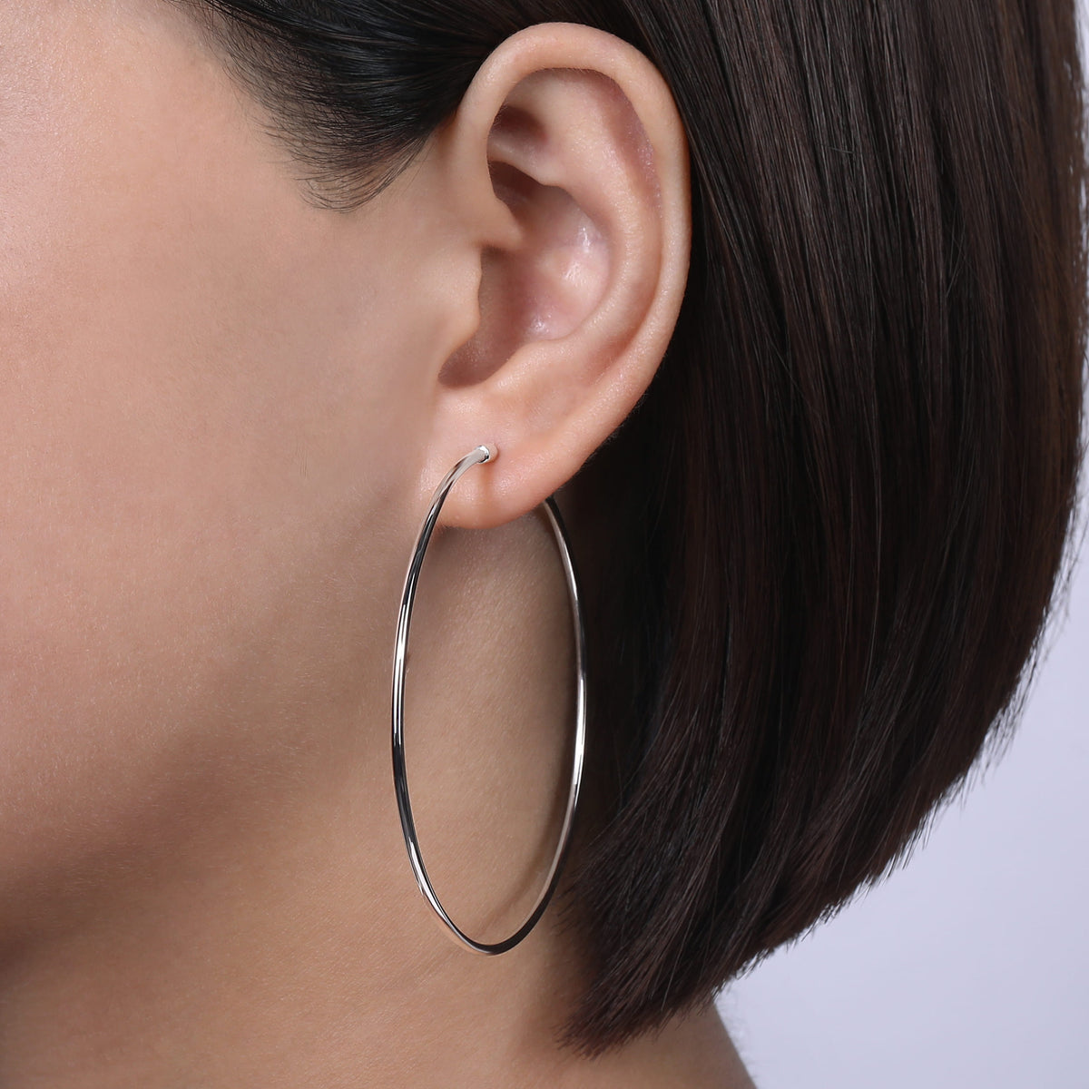 14K White Gold 60mm Round Classic Hoop Earrings — Gabriel & Co. EG13605W4JJJ