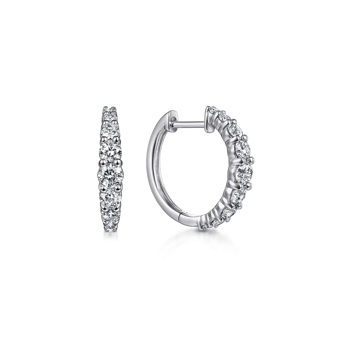 14K White Gold 15mm Classic Diamond Huggies — Gabriel & Co. EG13647W45JJ