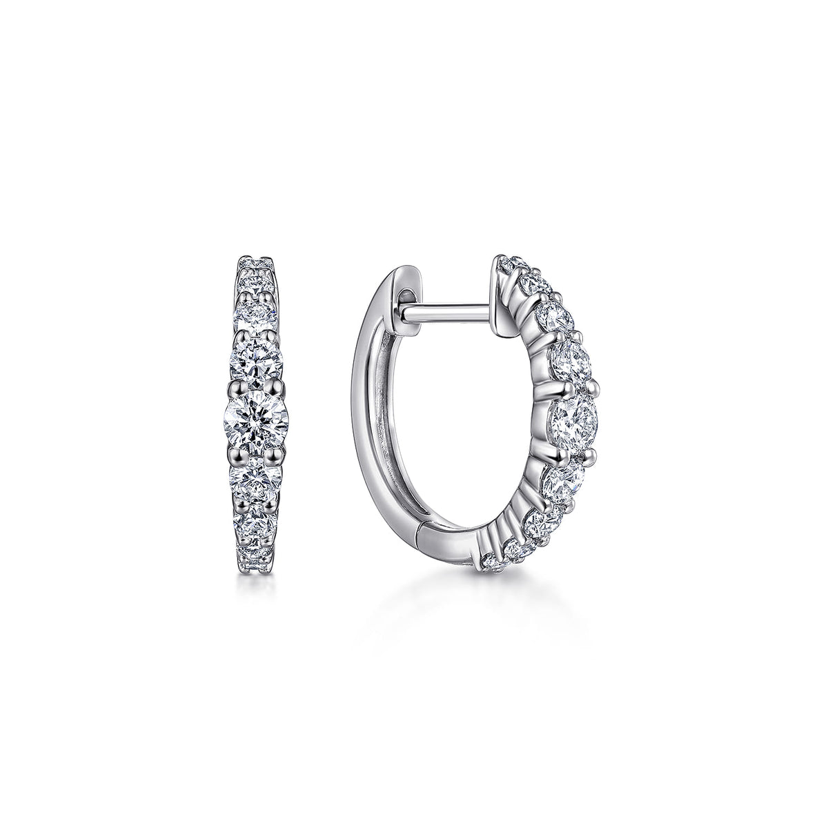14K White Gold Diamond Huggie Earrings, 15mm — Gabriel & Co. EG13648W45JJ